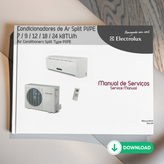 Manual Técnico de Serviços Ar-Condicionado Electrolux PI/PE 7, 9, 12, 18, 24 BTUs - Baixar PDF