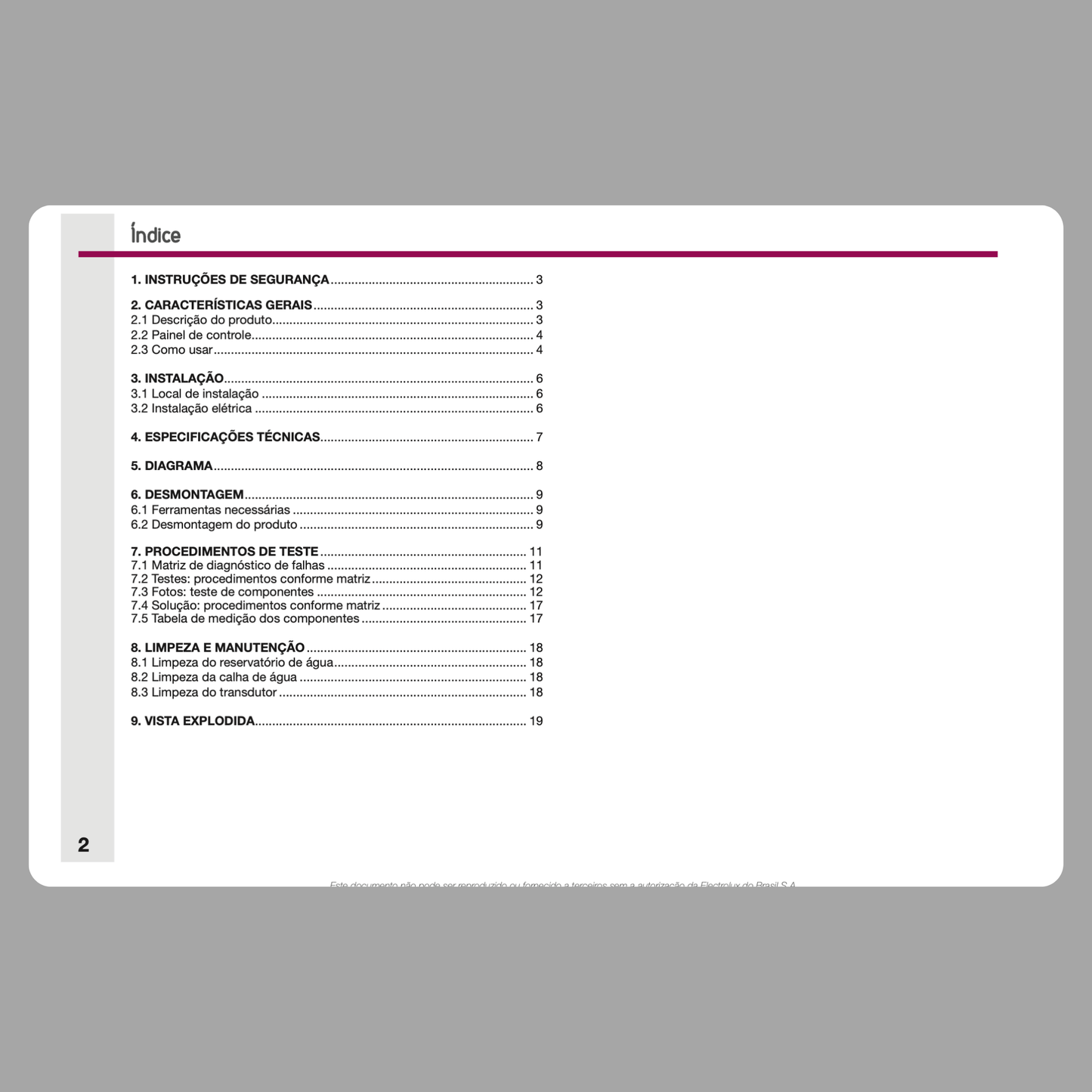 Manual de servicio del humidificador Electrolux UM05E - Descargar PDF