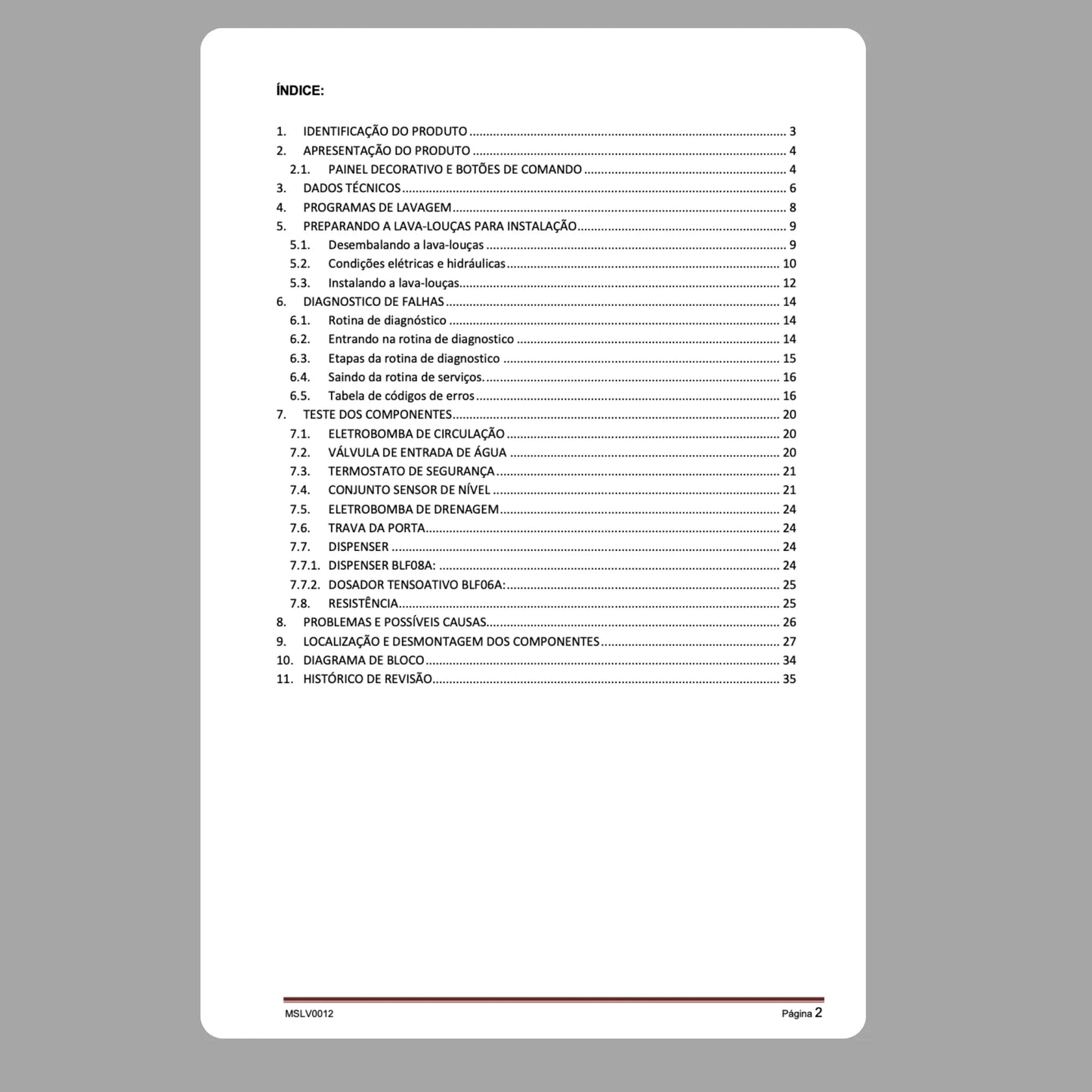 Manual técnico de servicio de lavavajillas Brastemp BLF06AB, BLF08AB y BLF08AS - Descargar PDF