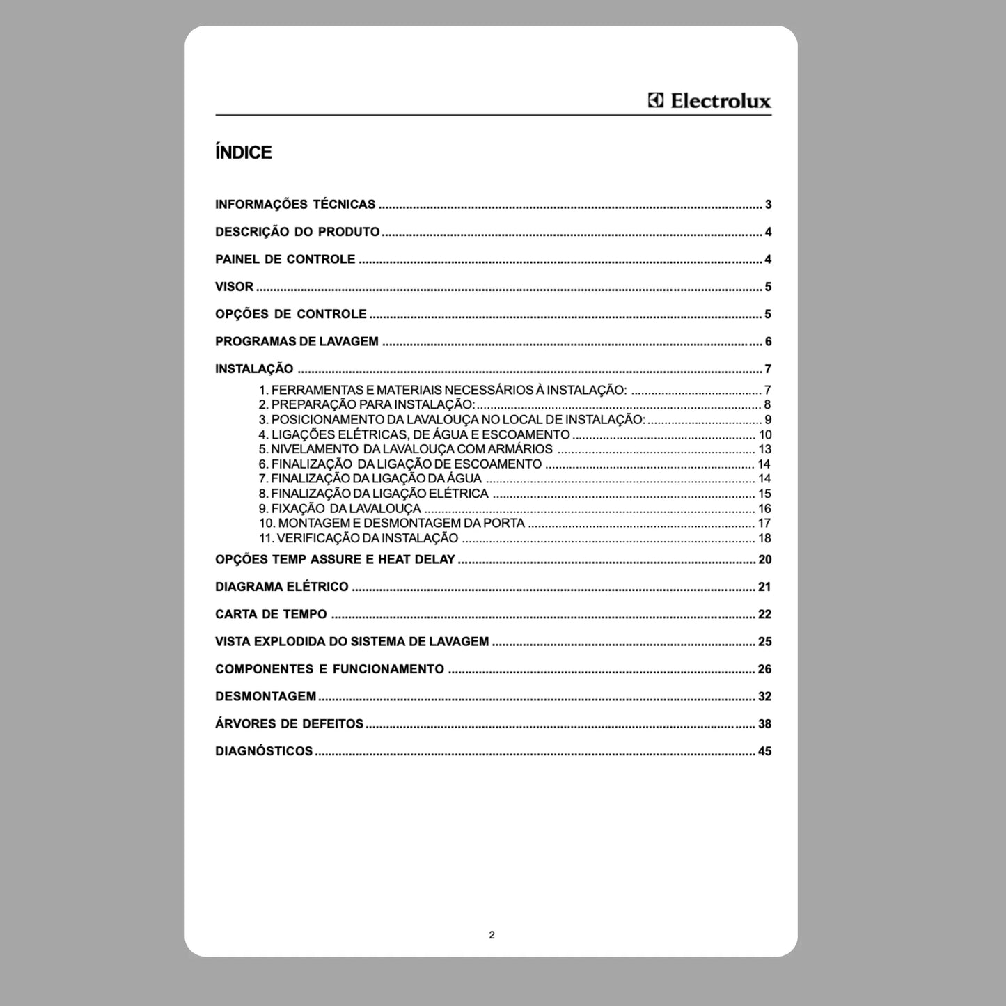 Manual Técnico de Serviços Electrolux LL12E - Baixar PDF