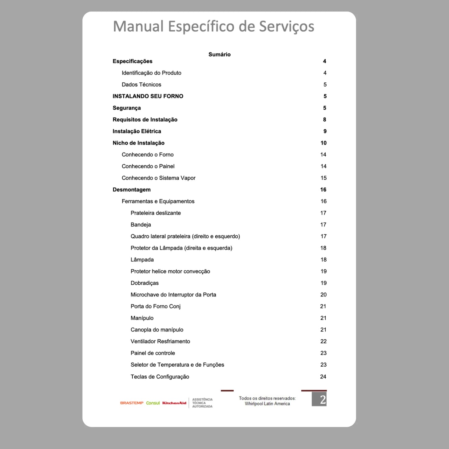 Manual de servicio técnico de Brastemp BOD45AR - Descargar PDF