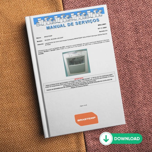 Manual Técnico Serviços Lava-Louças Brastemp Ative 8 Serviços BLE20A, BLE20B e BLE20P Brastemp