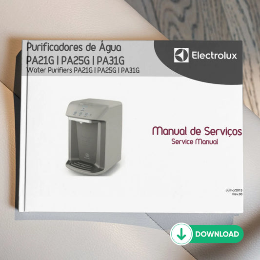 Manual técnico de servicio de purificadores de agua Electrolux PA21G, PA25G, PA31G - Descargar PDF