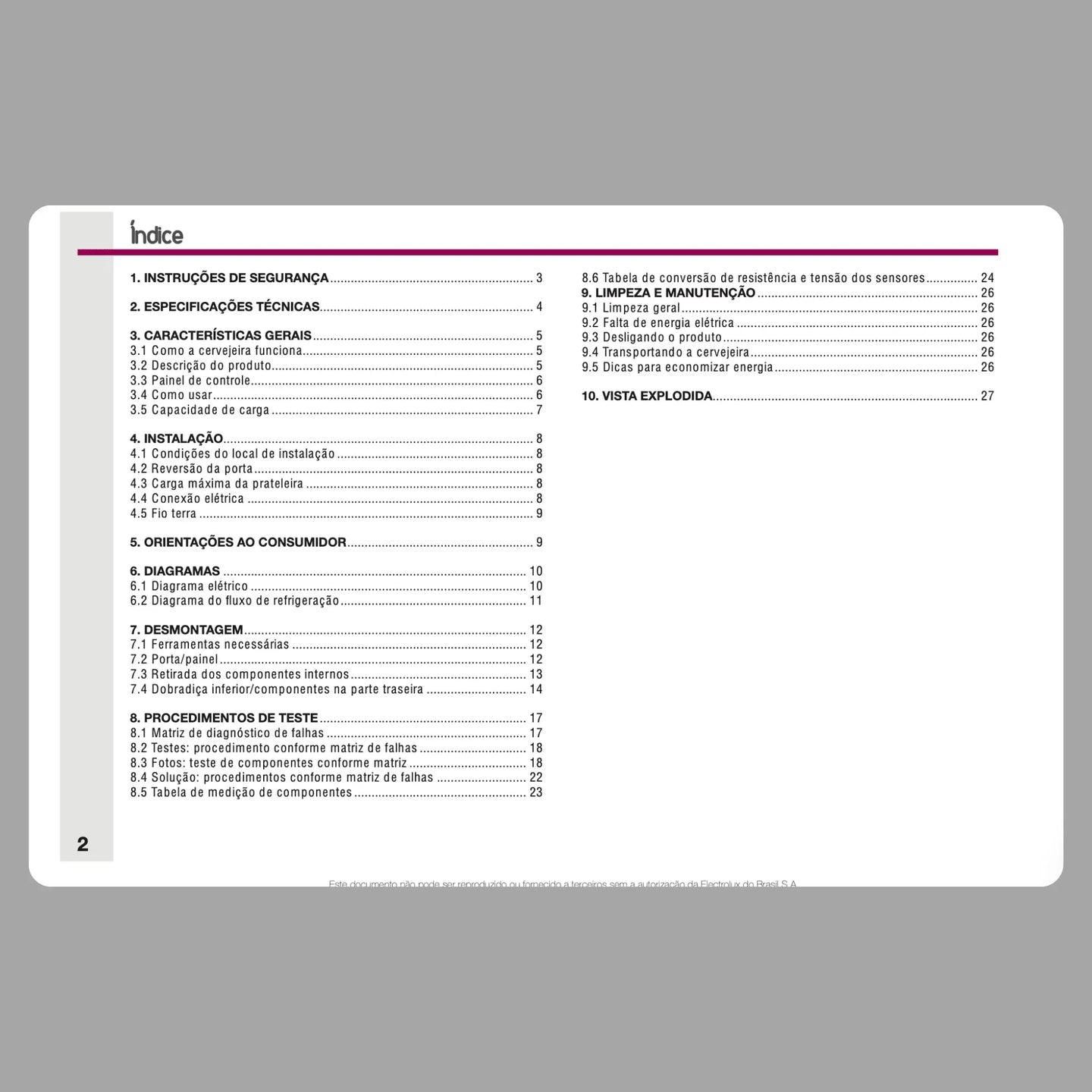 Manual Técnico de Serviços Cervejeira Electrolux BEER2 - Baixar PDF Electrolux