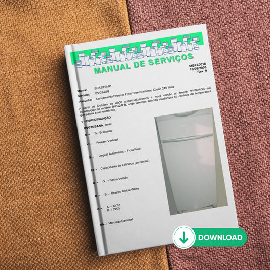 Manual técnico de servicio del congelador Brastemp BVG24GB - Descargar PDF