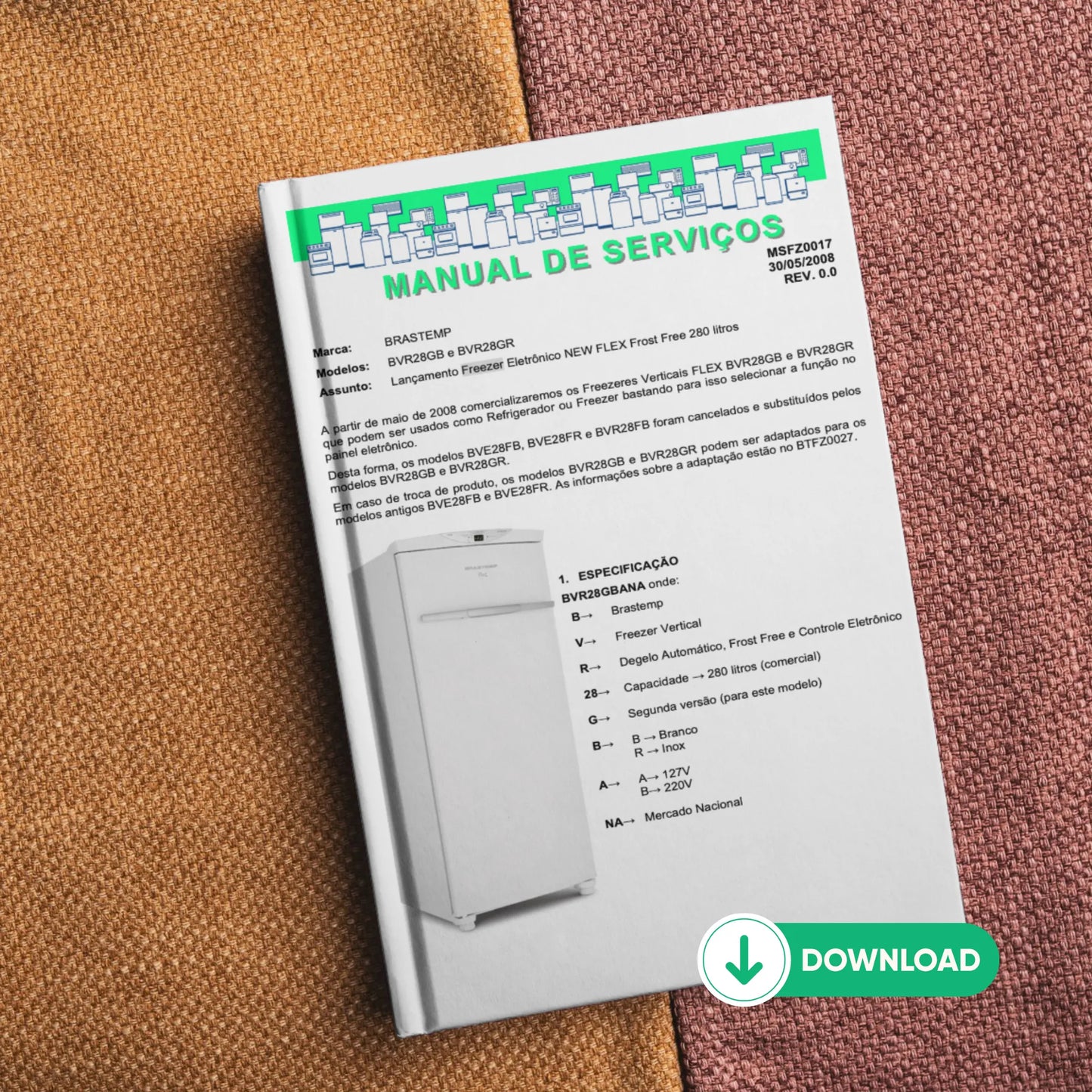 Manual Técnico de Serviços Freezer Brastemp BVR28GB / BVR28GR - Baixar PDF