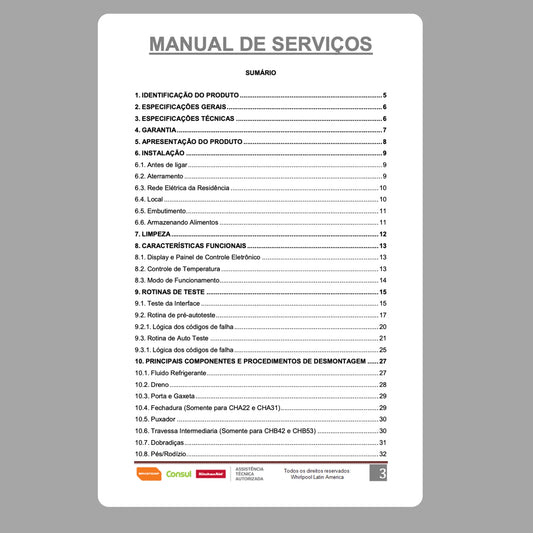 Manual de servicio técnico del congelador horizontal Consul CHA22E/CHA31E/CHB42E/CHB53E - Descargar PDF