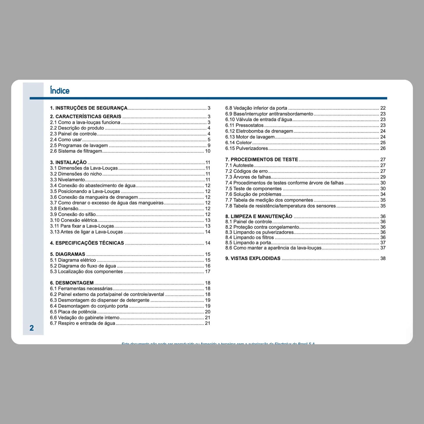 Manual Técnico de Serviços Lava-Louças Electrolux LF12X - Baixar PDF