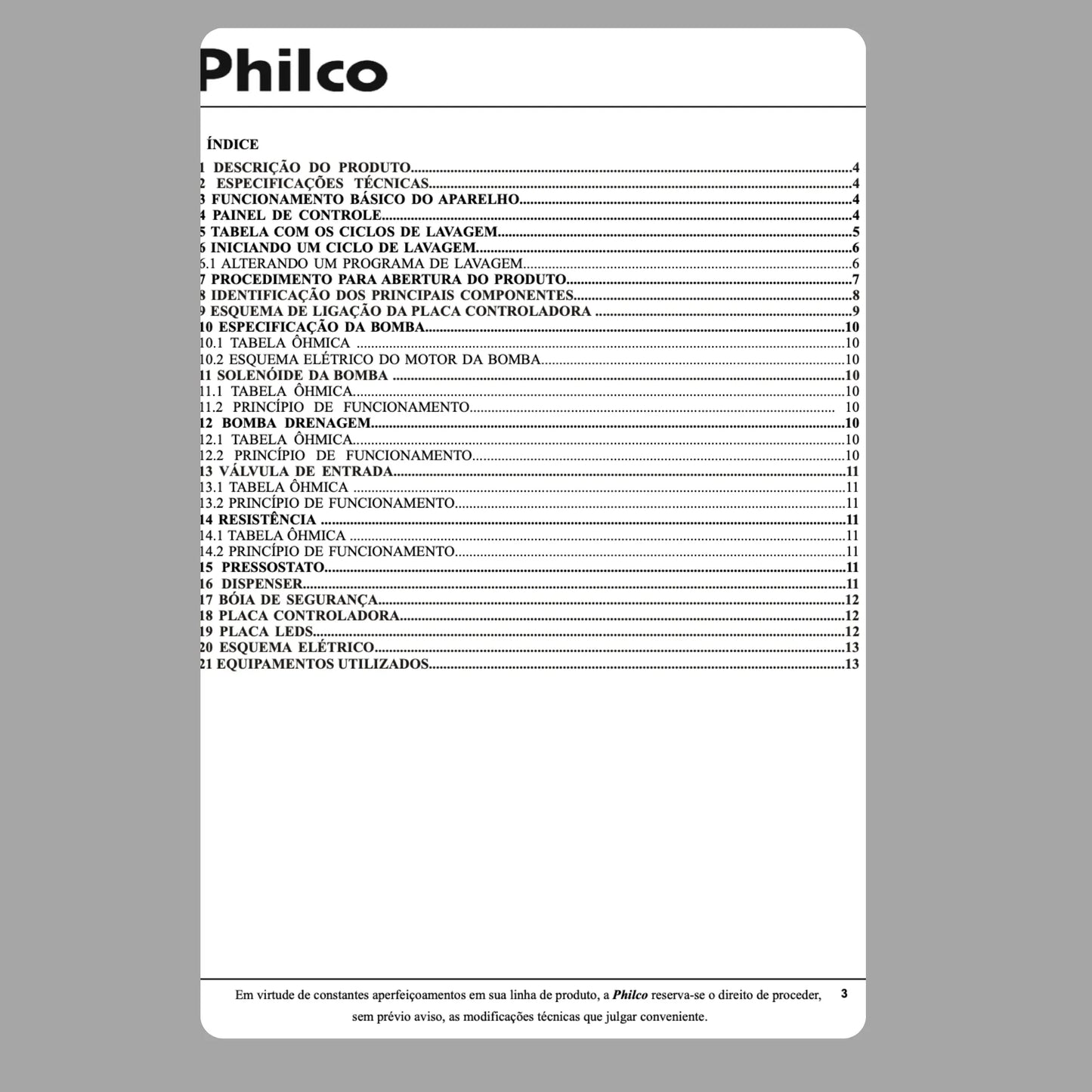 Manual de servicio del lavavajillas Philco PL21S - Descargar PDF