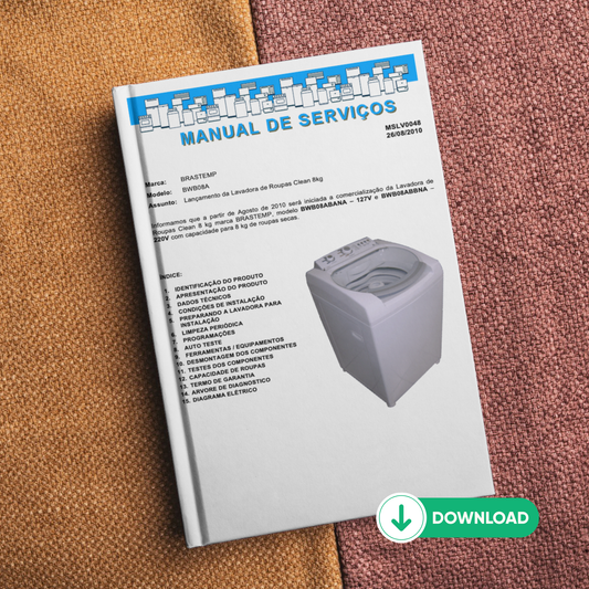 Manual técnico de servicio de la lavadora Brastemp BWB08A - Descargar PDF