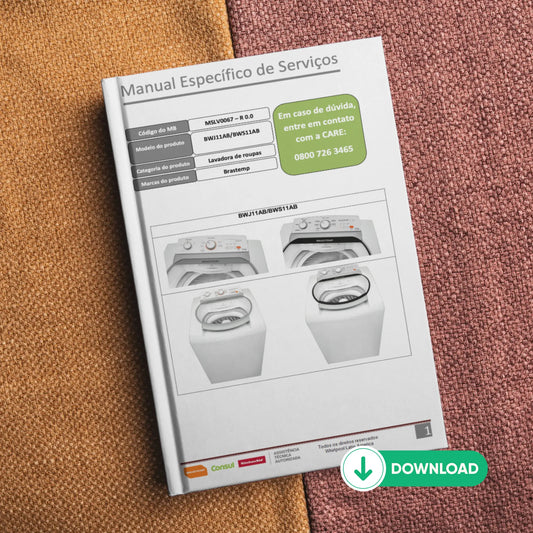 Manual técnico de servicio de las lavadoras Brastemp BWJ11AB y BWS11AB - Descargar PDF