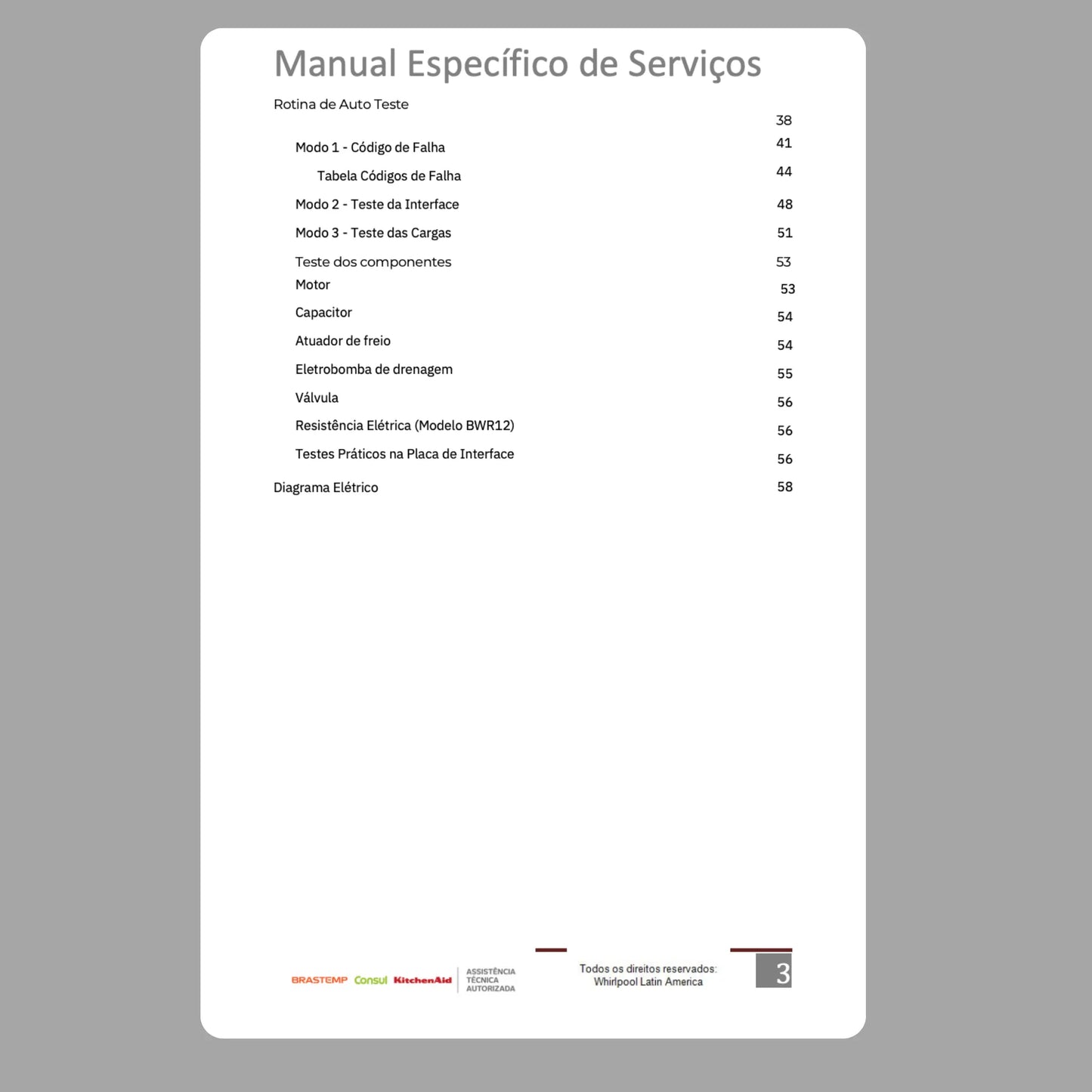 Manual técnico de servicio de la lavadora Brastemp BWK14 - Descargar PDF