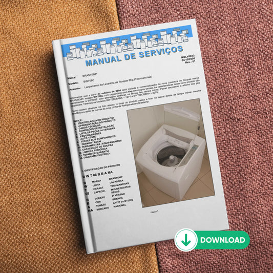 Manual técnico de servicio de la lavadora Brastemp BWT08C - Descargar PDF