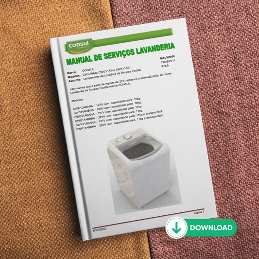 Manual técnico de servicio de lavadoras Consul CWC10AB, CWG11AB, CWK11AB - Descargar PDF