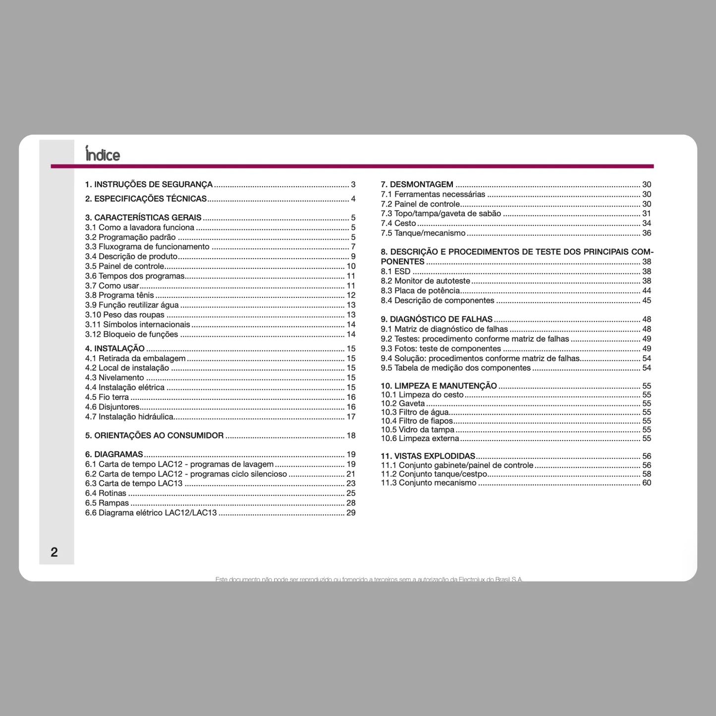 Manual Técnico de Serviços Lavadora Electrolux LAC12/LAC13 - Baixar PDF