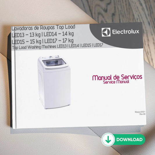 Manual de servicio técnico de lavadoras Electrolux LED13, LED14, LED15 y LED17 - Descargar PDF
