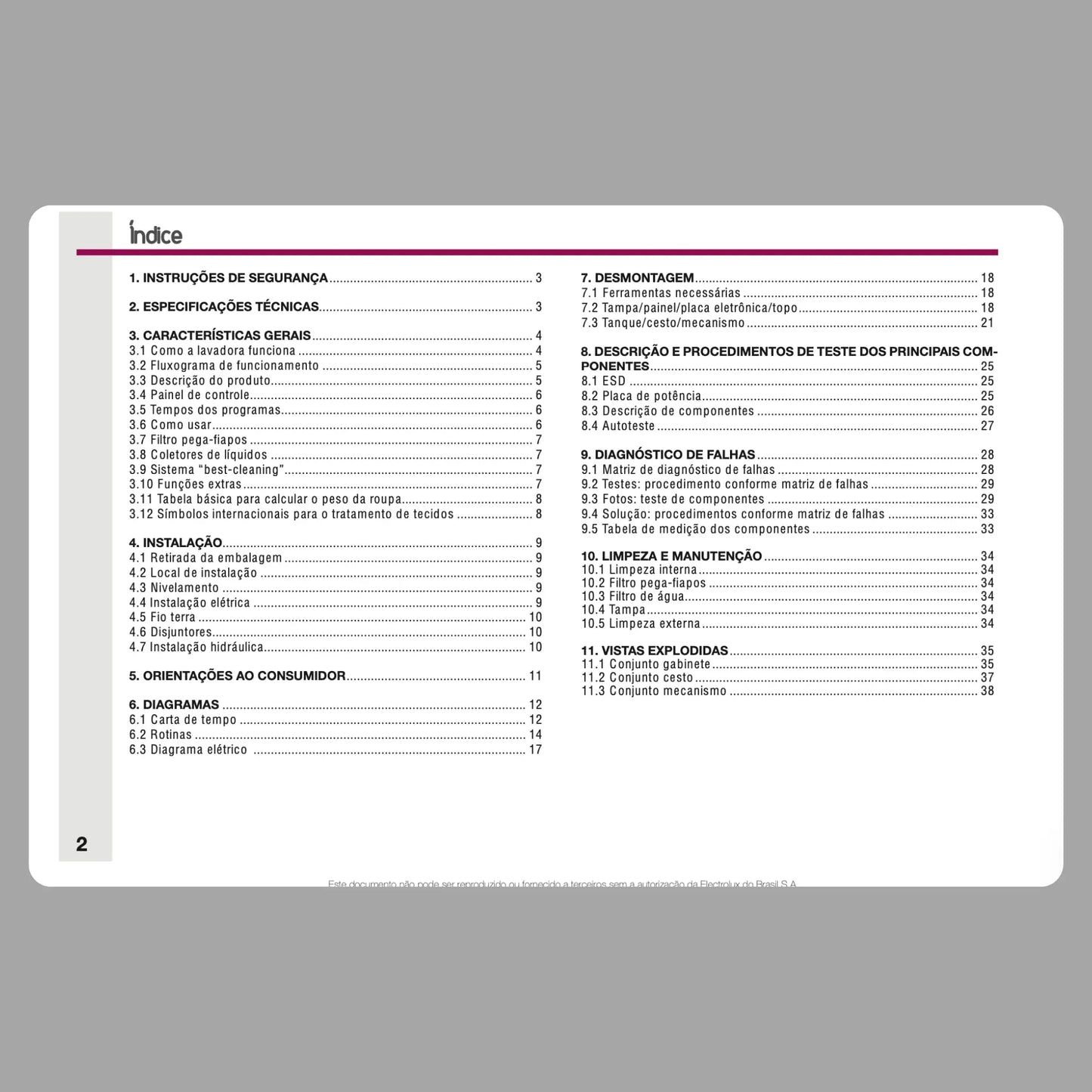 Manual Técnico de Serviços Lavadora Electrolux LT08E / LT09E - Baixar PDF Electrolux
