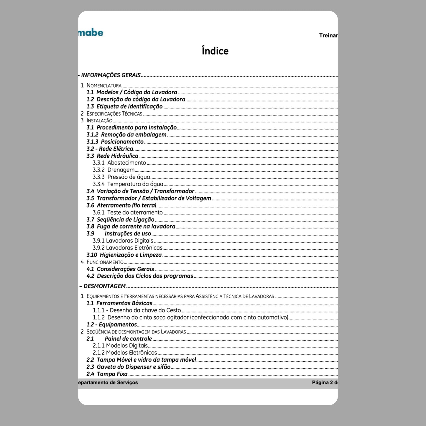 Manual Técnico de Serviços Lavadora GE Mabe LTC15 - Baixar PDF