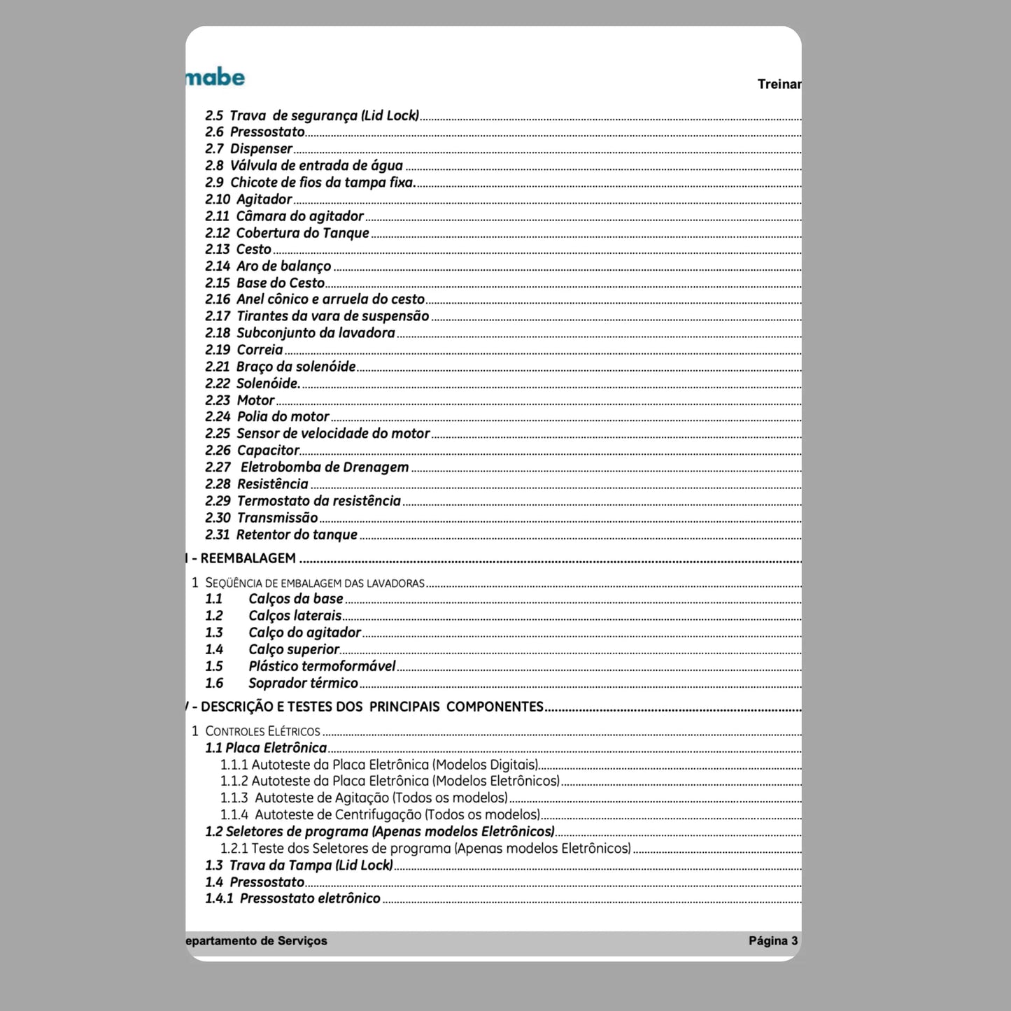 Manual Técnico de Serviços Lavadora GE Mabe LTC15 - Baixar PDF