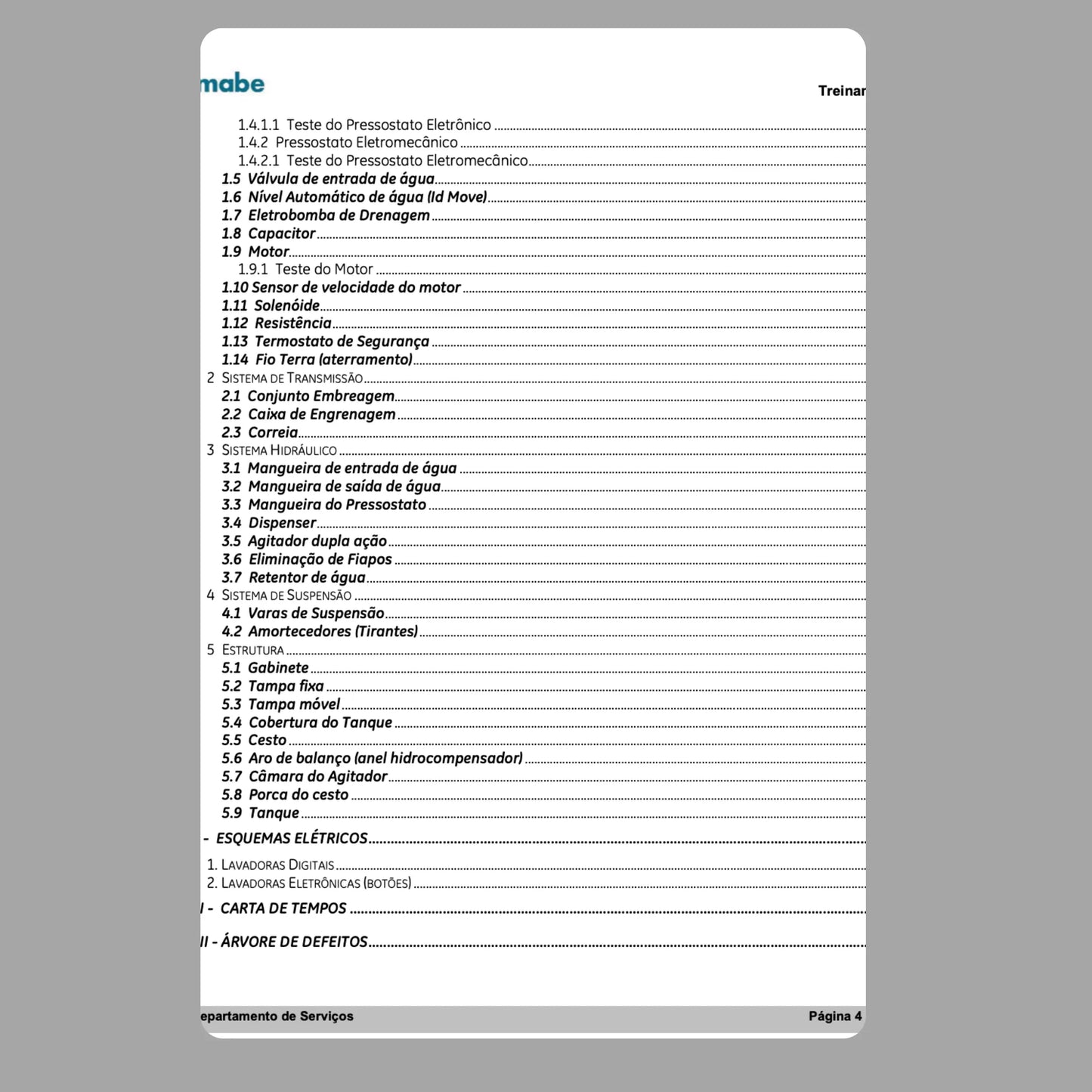 Manual Técnico de Serviços Lavadora GE Mabe LTC15 - Baixar PDF