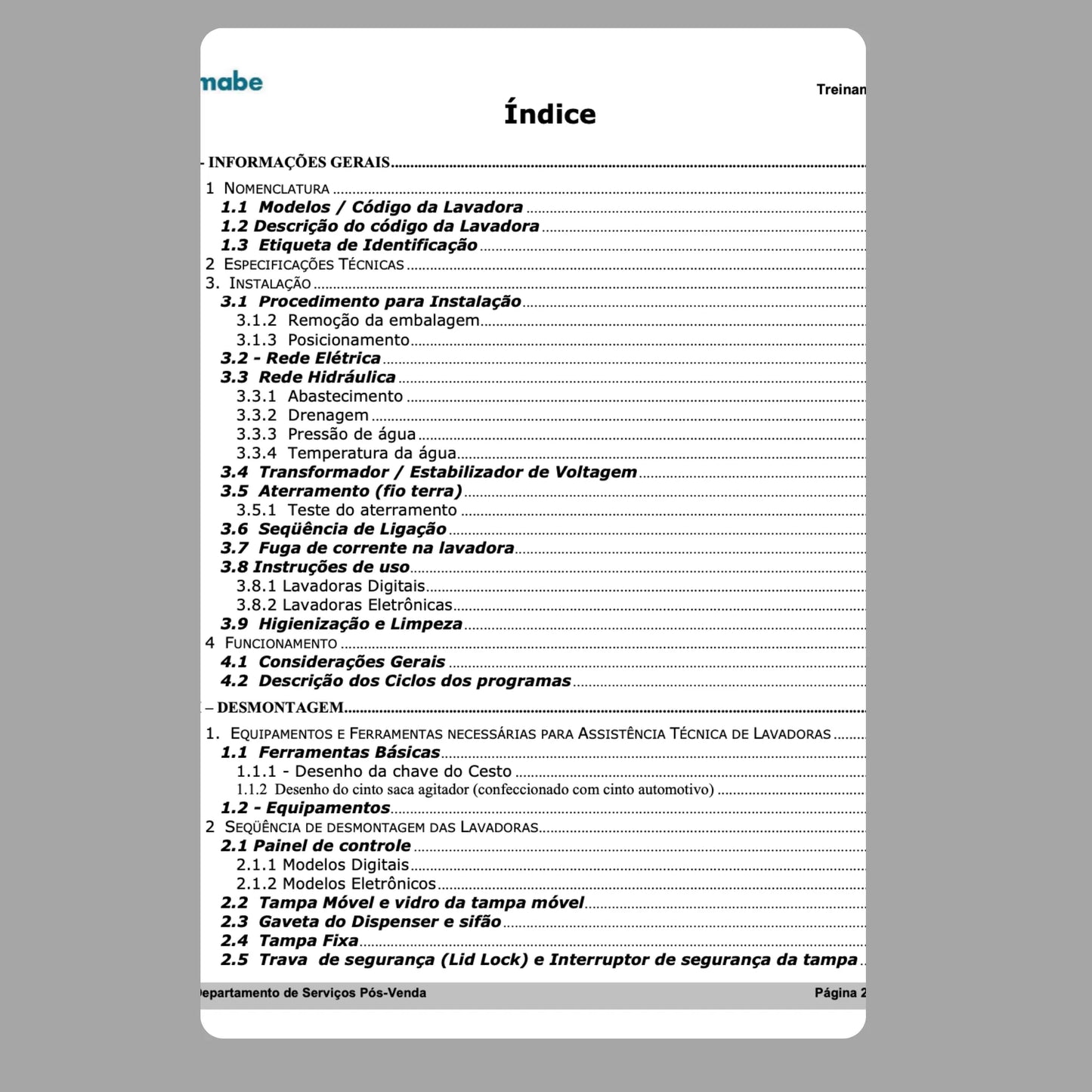 Manual Técnico de Serviços Lavadora Mabe TD15, TD10, LVGE10, LVGE12 - Baixar PDF