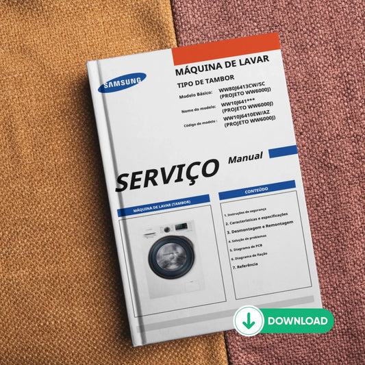 Manual Técnico de Serviços Lavadora Samsung WW10J641 - Baixar PDF Samsung