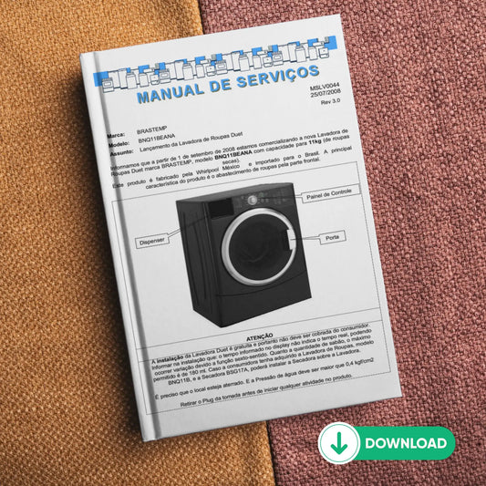 Manual Técnico de Serviços Lava e Seca Brastemp BNQ11BEANA: Baixar PDF Brastemp