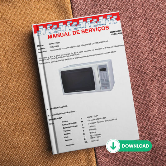 Manual técnico de servicio del microondas Brastemp BMS18AB - Descargar PDF