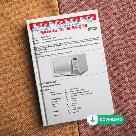 Manual técnico de servicio de microondas Brastemp BMS25AB/BMY25AR - Descargar PDF