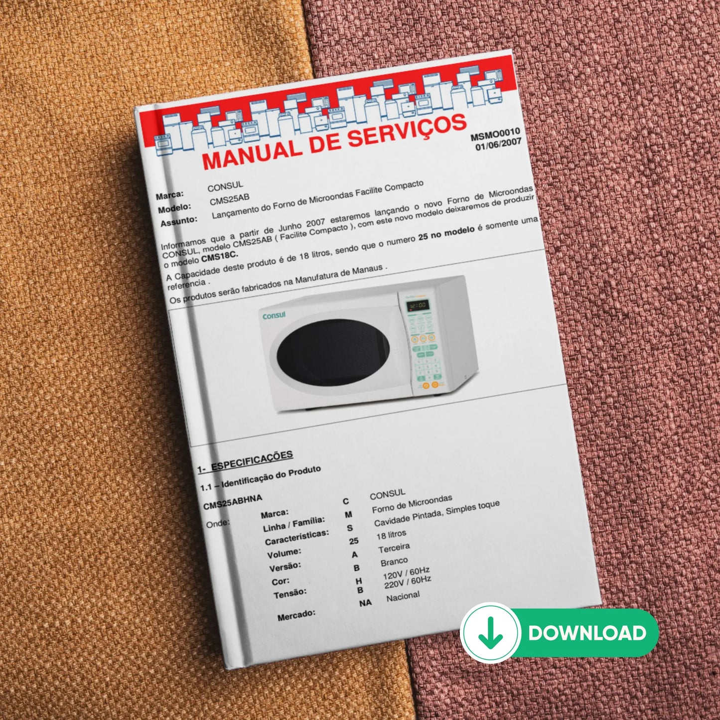 Manual técnico de servicio de microondas Consul CMS25AB - Descargar PDF
