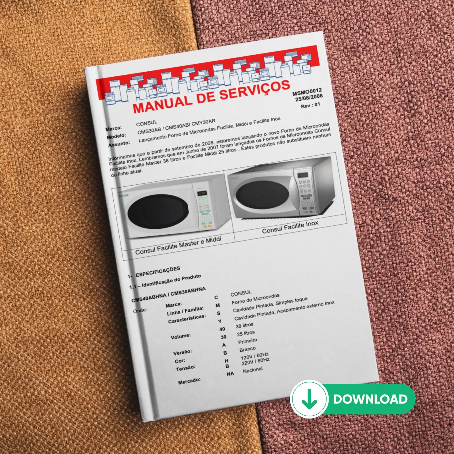Manual técnico de servicio de microondas Consul CMS30AB, CMS40AB, CMY30AR - Descargar PDF