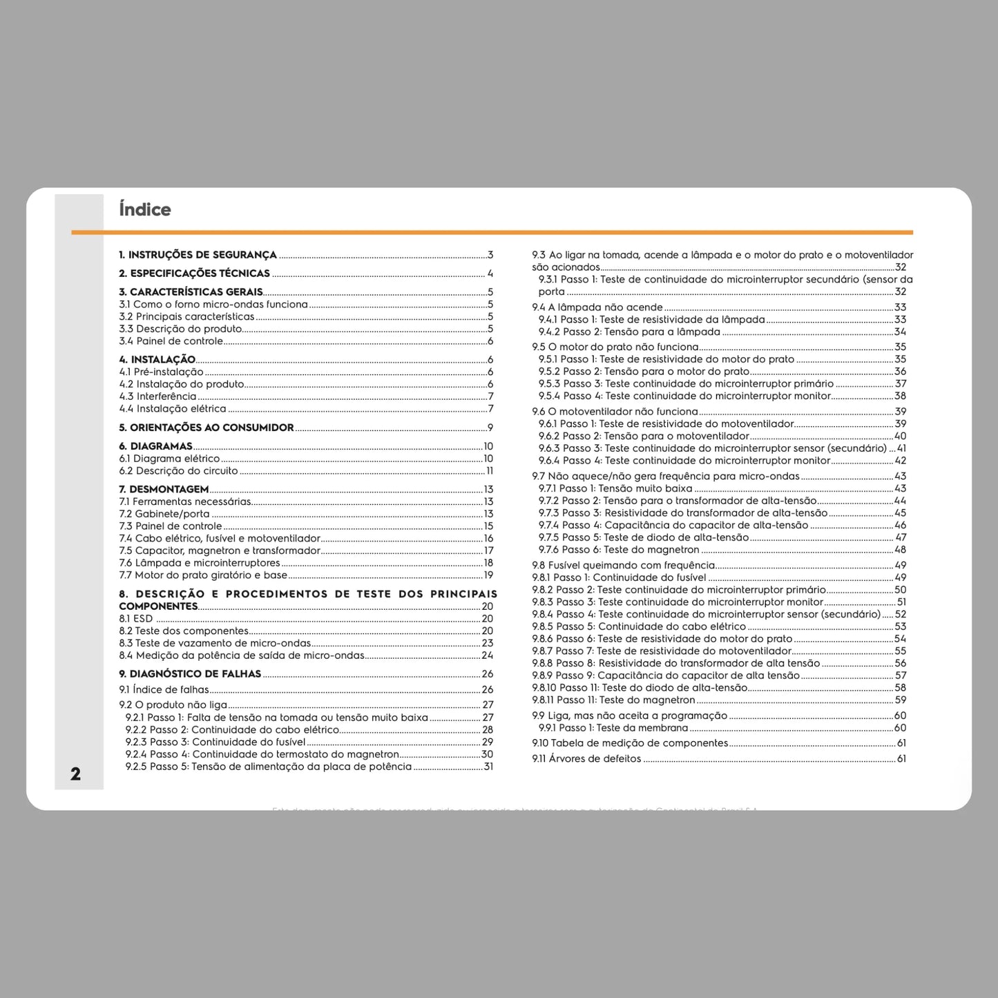Manual Técnico de Serviços Micro-ondas Continental MC21B - Baixar PDF