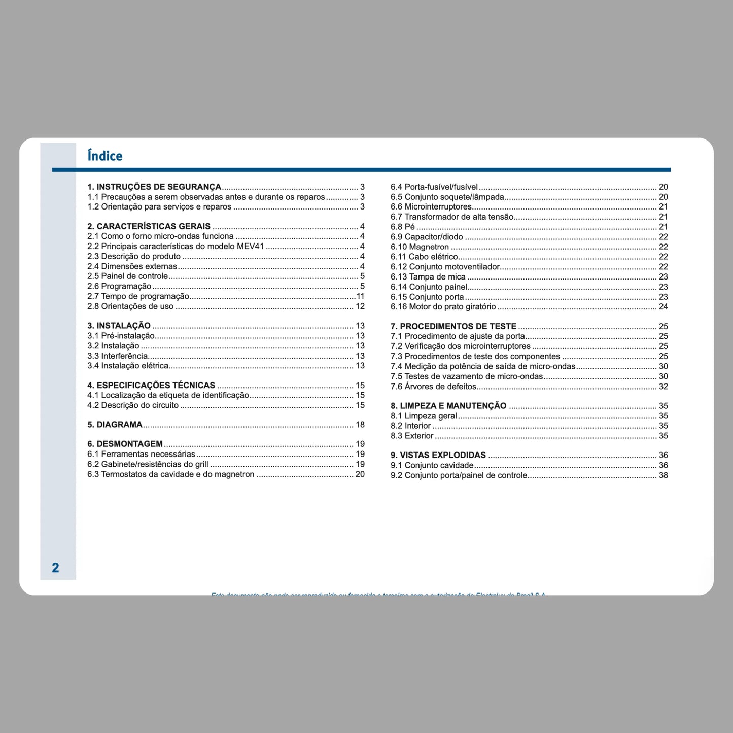 Manual Técnico de Serviços Micro-ondas Electrolux MEV41 - Baixar PDF
