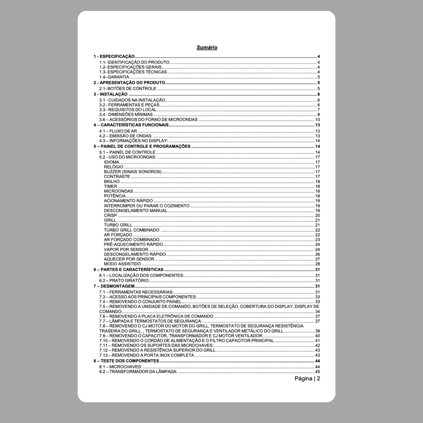 Manual Técnico de Serviços Micro-ondas KMC45AR PRO60 - Baixar PDF