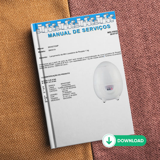 Manual técnico de servicio de la minilavadora Brastemp BWI01A - Descargar PDF