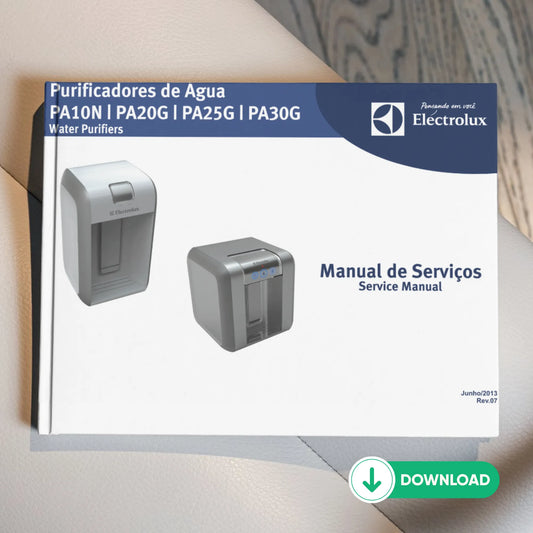 Manual de servicio técnico de los purificadores Electrolux PA10N, PA20G, PA25G y PA30G - Descargar PDF