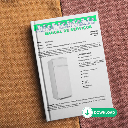 Manual de servicio técnico del refrigerador Brastemp BRB39AB - Descargar PDF