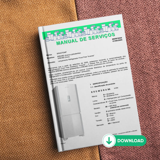 Manual técnico de servicio de refrigeradores Brastemp BRE48D y XRE48D - Descargar PDF