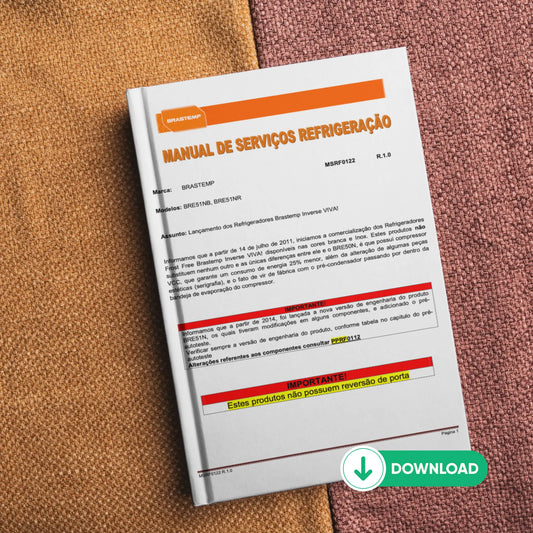 Manual de servicio técnico del refrigerador Brastemp BRE51NB, BRE51NR - Descargar PDF