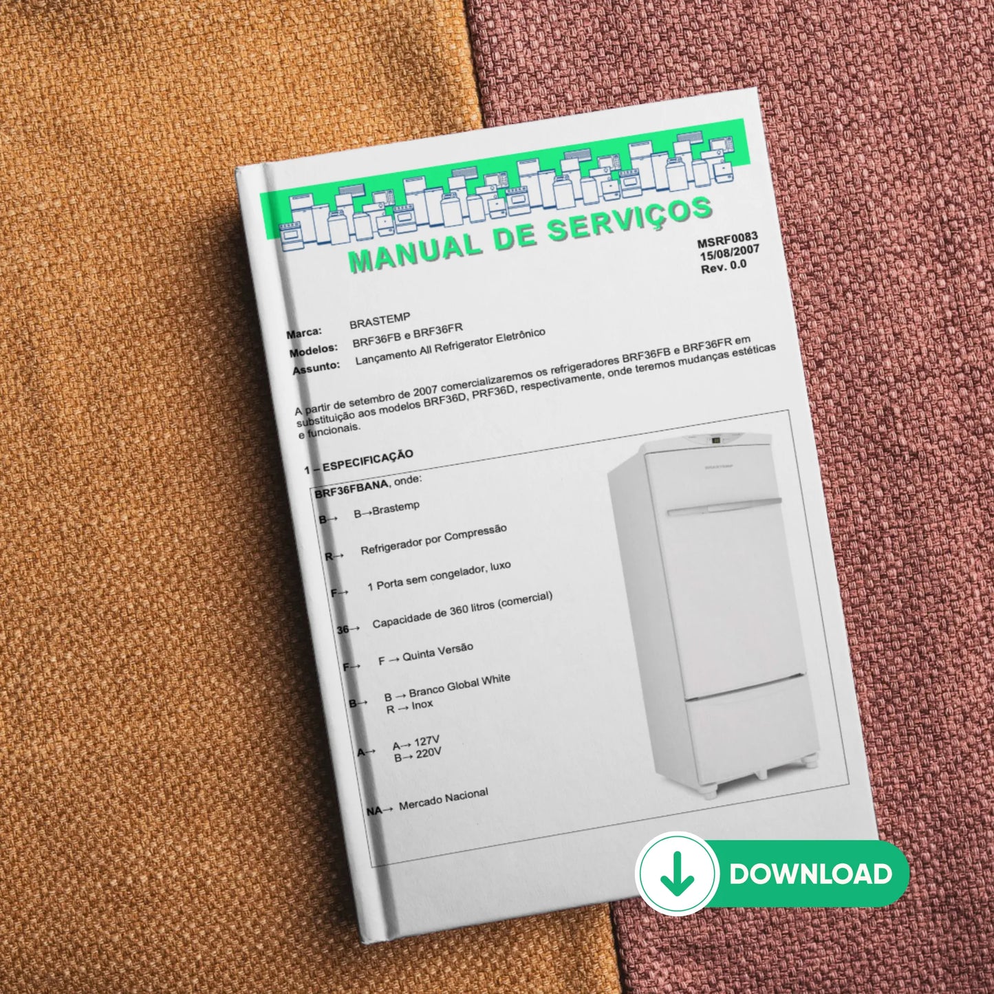 Manual de servicio técnico del refrigerador Brastemp BRF36FB/FR - Descargar PDF