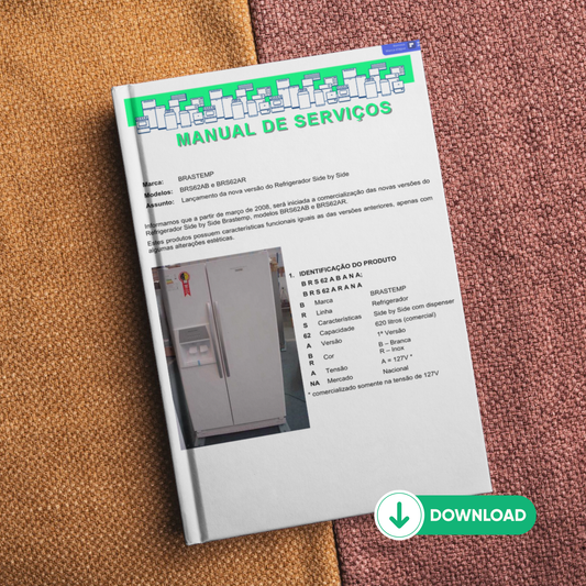 Manual de servicio técnico de los refrigeradores Brastemp BRS62AB y BRS62AR - Descargar PDF