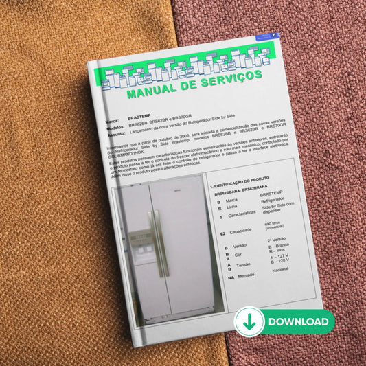 Manual de servicio técnico del refrigerador Brastemp BRS62BB/BR, BRS70GR - Descargar PDF