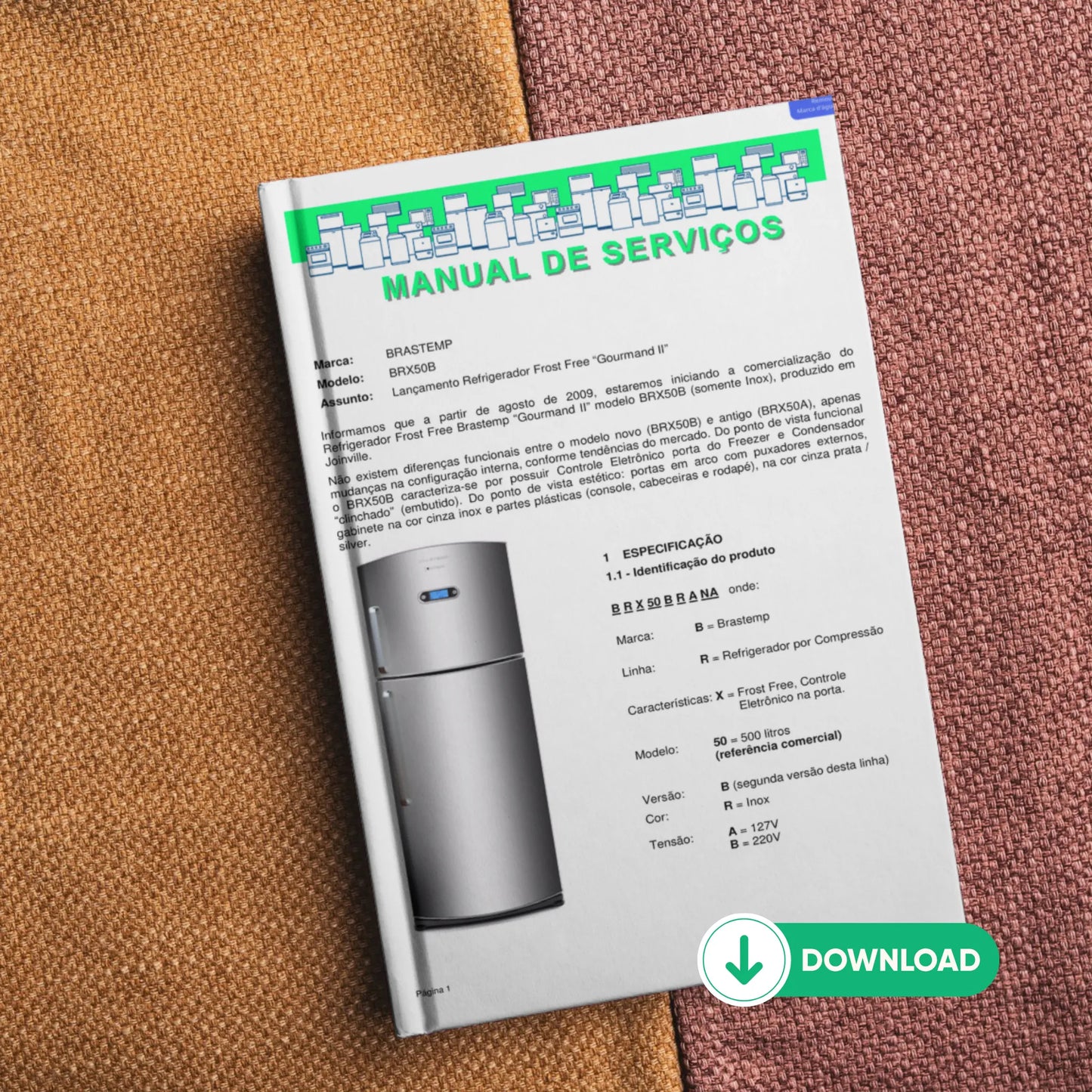 Manual Técnico de Serviços Refrigerador Brastemp BRX50B - Baixar PDF