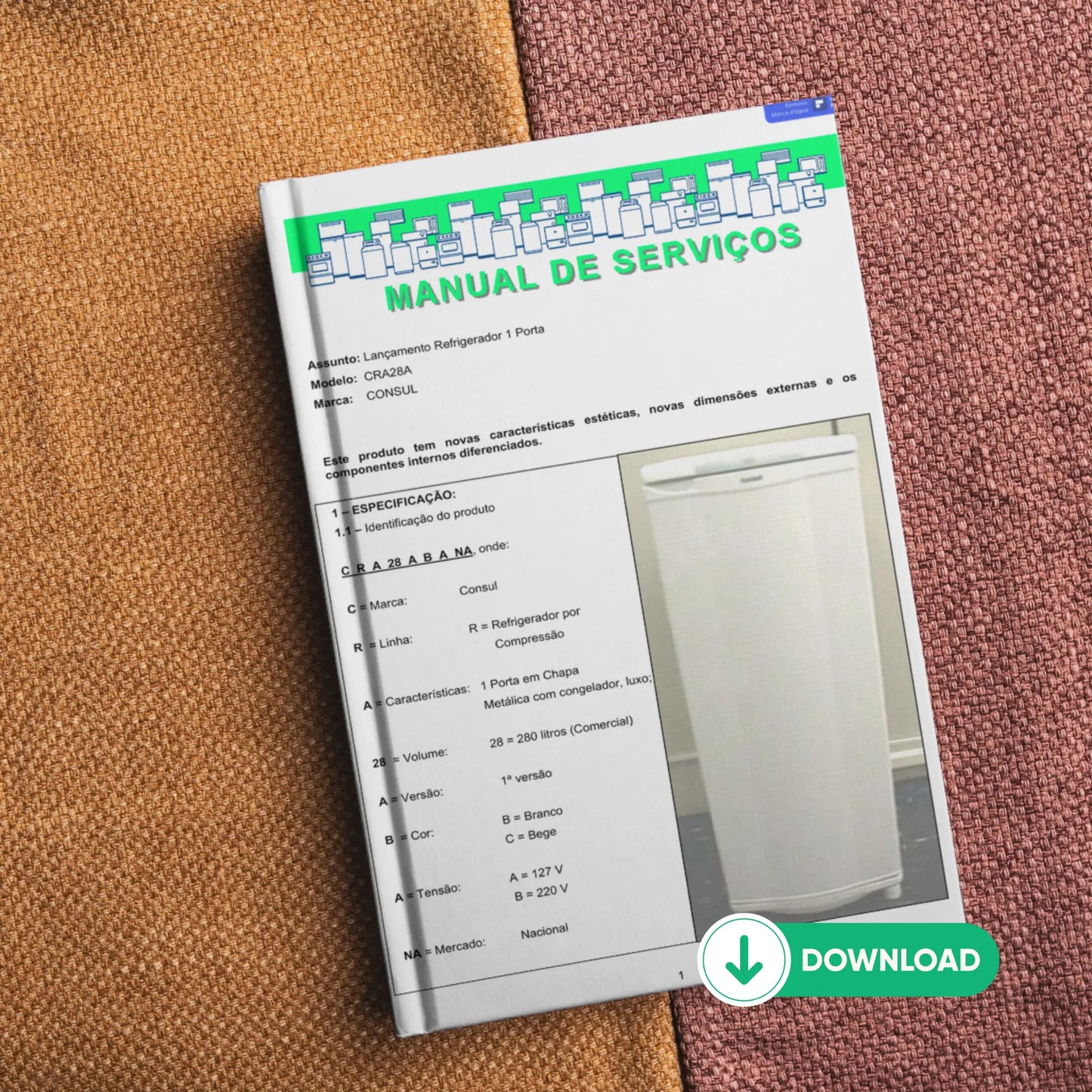 Manual Técnico de Serviços Refrigerador Consul CRA28A - Baixar PDF