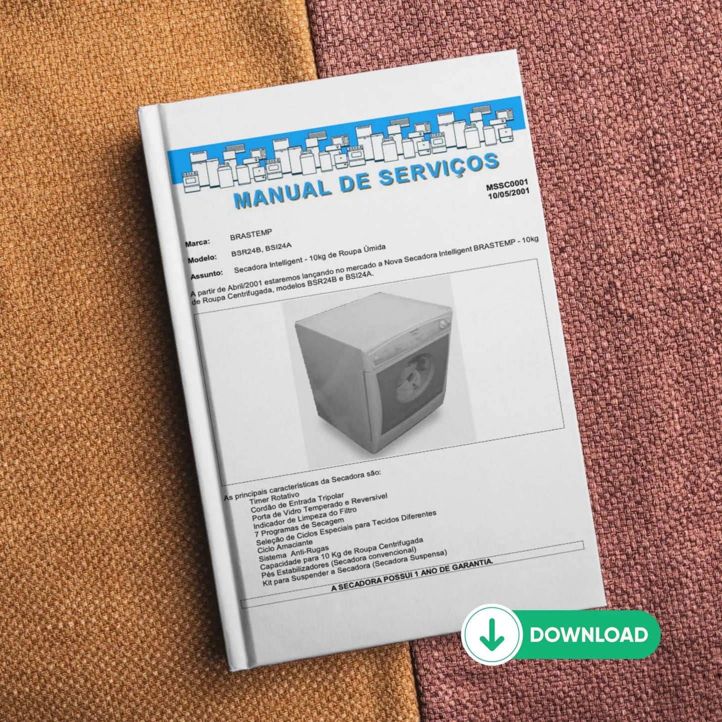 Manual Técnico de Serviços Secadora Brastemp BSR24 e BSI4A - Baixar PDF