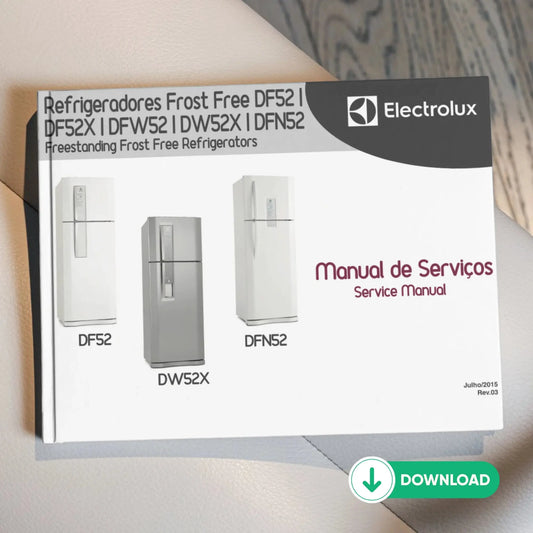 Manual Técnico de Serviços Refrigerador Electrolux DF52X, DFW52, DW52X, DFN52 - Baixar PDF Electrolux
