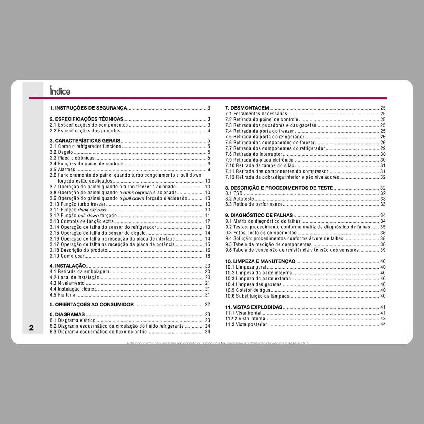 Manual Técnico de Serviços Refrigerador Electrolux DFN39, DFX39, TF39, TF39S - Baixar PDF Electrolux