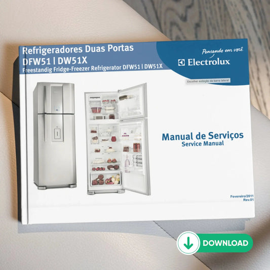 Manual Técnico de Serviços Refrigerador Electrolux DFW51, DW51X - Baixar PDF Electrolux