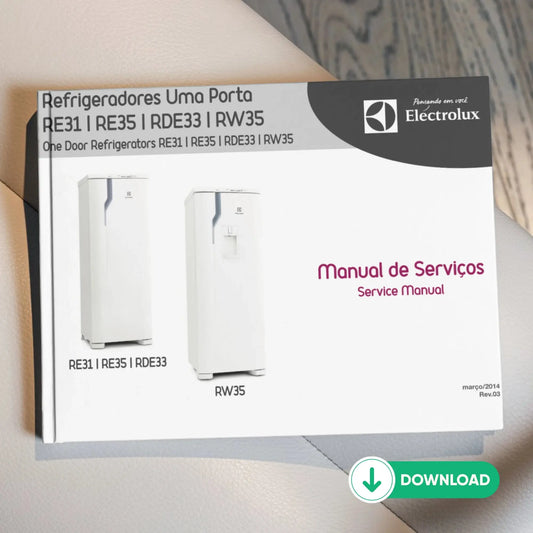 Manual Técnico de Serviços Refrigerador Electrolux RE31/RE35/RDE33/RW35 - Baixar PDF Electrolux