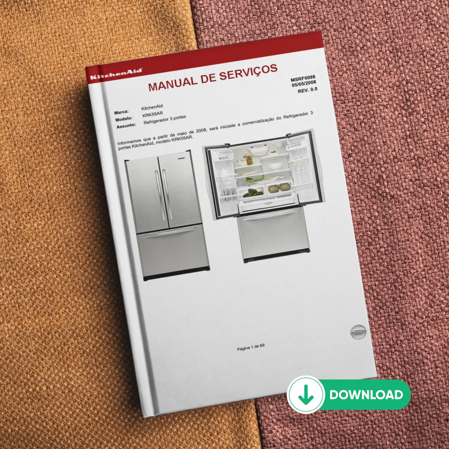 Manual Técnico de Serviços Refrigerador KitchenAid KRK55 - Baixar PDF